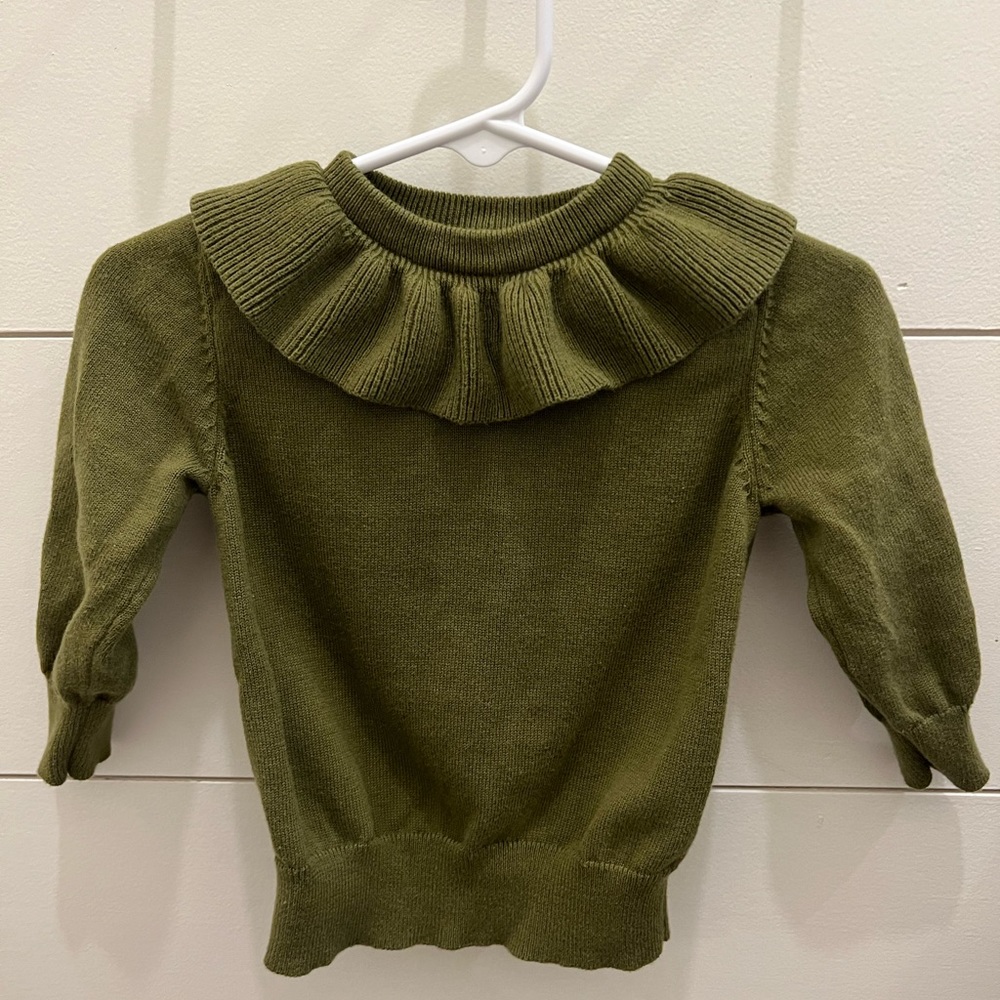 Olive GIRLHOOD ruffle collar sweater : 12-18 months